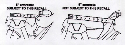 Picture of Recalled And Non-Recalled Arm Rest