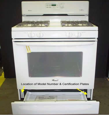 Picture of Recalled Gas Range