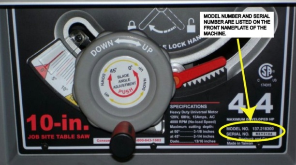 Picture of Recalled Table Saw