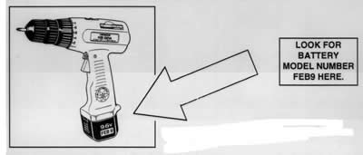 Battery Model No. on Drill